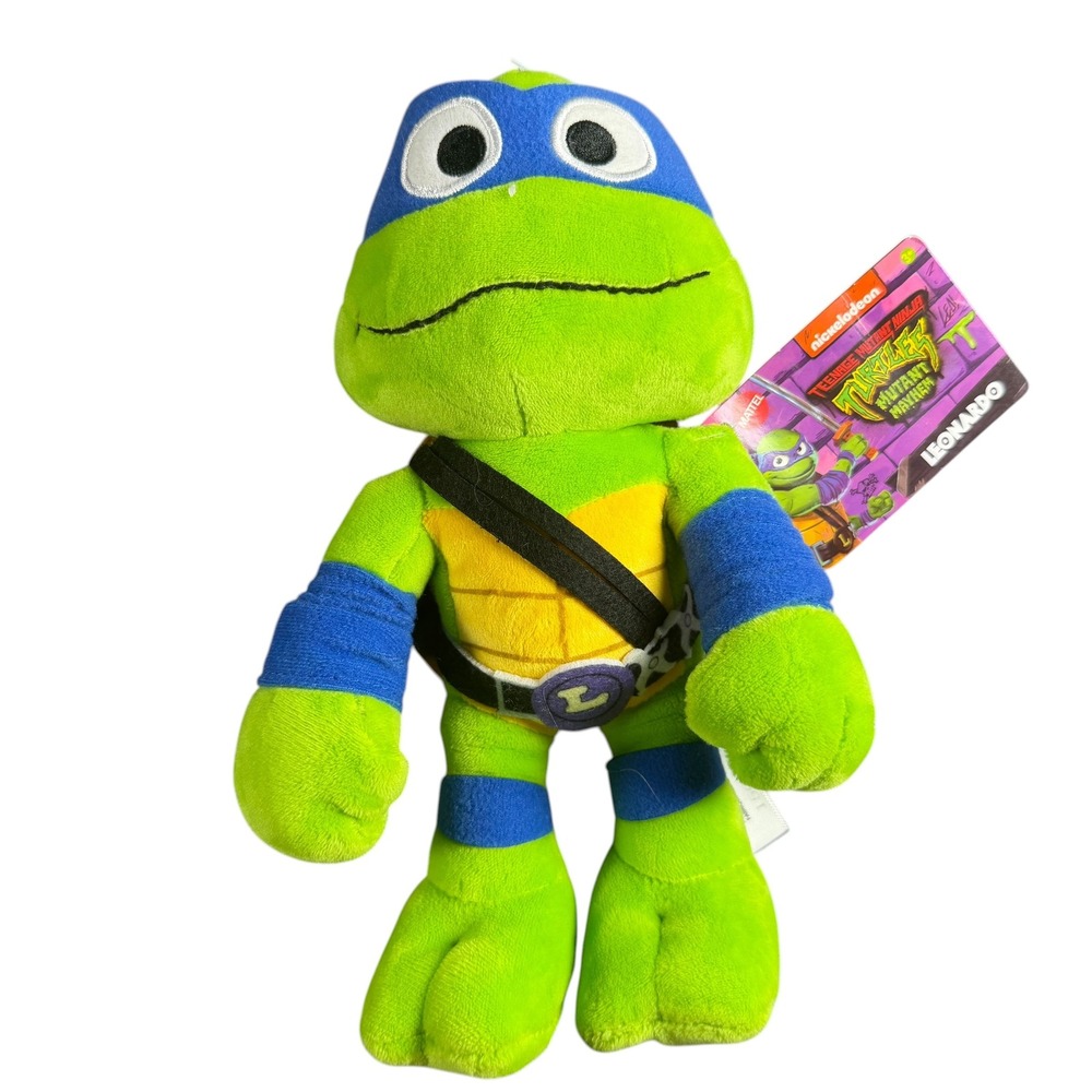 Mattel TMNT Mutant Mayhem Leonardo Plush Green Blue Ninja Turtle 2023 NEW